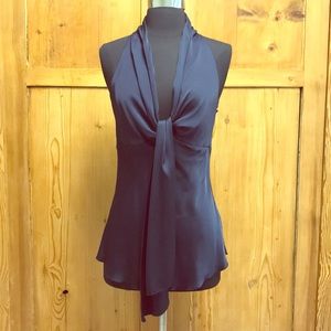 Banana Republic French Navy Silk Satin Plunge Top